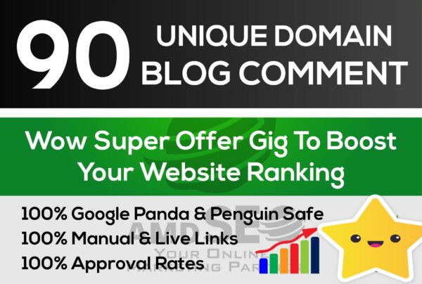 I will 90 SEO unique domains blog comments backlinks service to rank higher in google