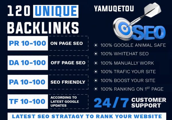 I Will Build 120 Unique Domain SEO Backlinks On High Da PA DR Sites